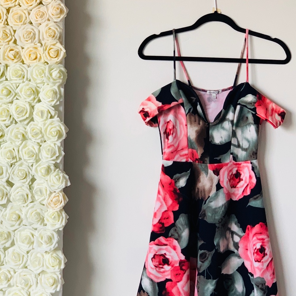 Off shoulder floral mini dress